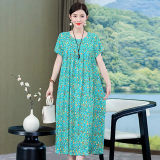 Women Vintage Print Long Dress Sleepwear