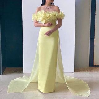 Elegant Flower Pleated Evening Dress