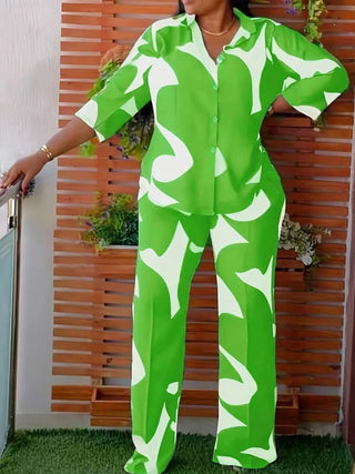 Women Casual Loose Print Pants Suit - Epictzar Intl.