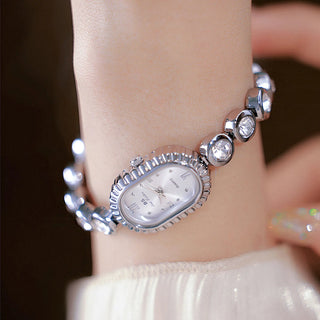 Luxury Vintage Quartz Woman Watch Diamond Bracelet Strap Roman Scale Rhinestones Wristwatch Retro Gold Waterproof Ladies Watches
