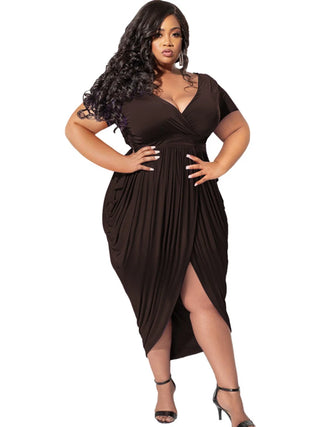 Elegant Short Sleeve V Neck Dress