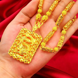 Men 24K Gold Dragon Head Necklace & Pendant - Epictzar Intl.