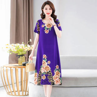 Short Sleeved Printed Women Night Sleepwear