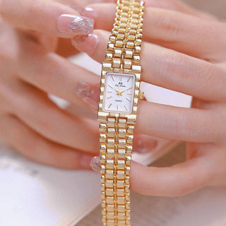Light Luxury Retro Gold Rectangle Classic Watches For Women Fashion Stainless Steel Womens Watch Vintage Quartz Wristwatches
