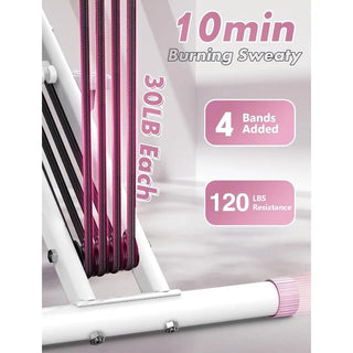 Sportsroyals Pink Squat Machine for Home,Rodeo Core Exercise Machine,330lbs Foldable,Adjustable 4 Resistance Bands