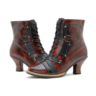 Genuine Leather High-heeled Riveted Boots