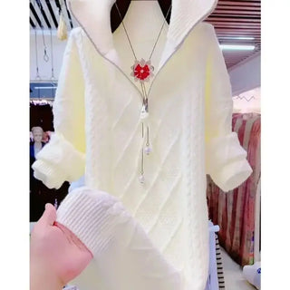 Autumn Fashion Zipper Lapel Knitted Dress Casual Loose Straight Midi Dresses Elegant Twists Sweater Long Vestidos Robe 700B