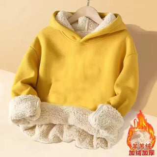 Girls Plush Thicken Hooded Sweatshirt