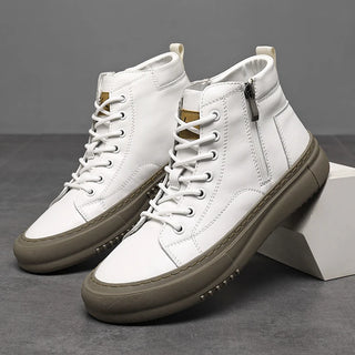 2024 Men's Spring & Fall White Shoes Men's New Trendy Versatile High-Top Sneakers Summer Fashion Casual Men's Shoes Breathable and Wear-Resistant Sneakers