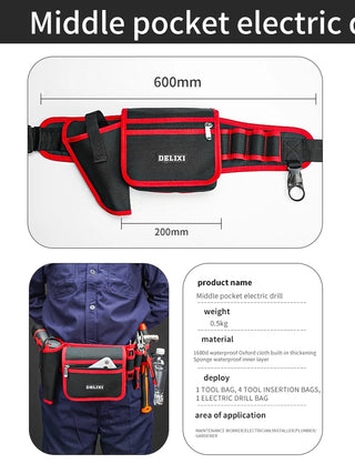 Multi-function Waist Tool Bag Oxford Cloth Multilayer Storage Pouch Tool Electricians Wrench Pliers Storage Bag