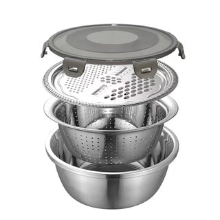 Stainless Steel 4 In 1 Salad Mixing Bowl Set