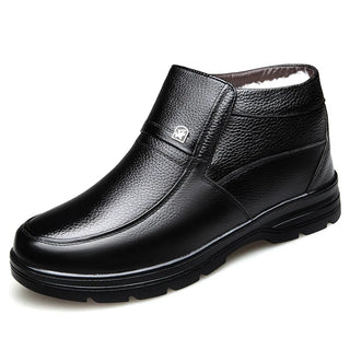 Cotton shoes for men in winter 2025 with plush leather and cotton leather shoes for middle-aged and elderly men