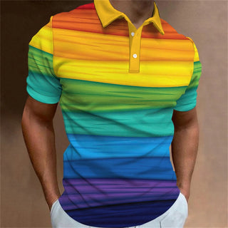 Graffiti Stripe Print Polo Shirt