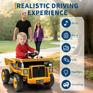 Kids RC 12V Construction Vehicle Toy Truck