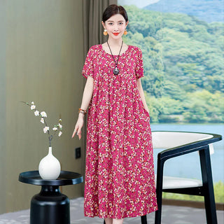 Women Vintage Print Long Dress Sleepwear