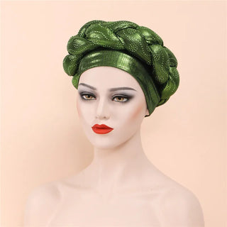 Glitter Diamonds Braids African Autogele Headtie Women Turban Cap Female Head Wraps
