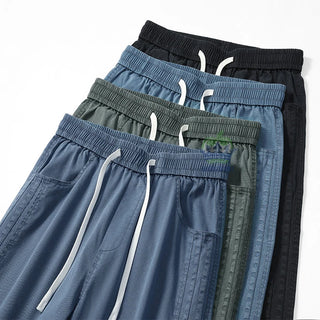 Summer Thin Soft Lyocell Fabric Pants Men Baggy Straight Wide Leg Pants Elastic Waist y2k Jogging Casual Trousers Plus Size 5XL