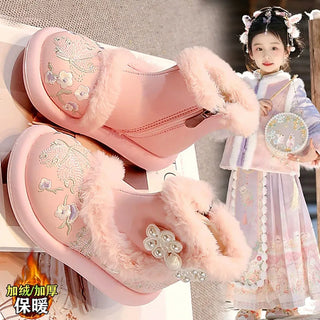 Faux Fur Winter Boots For Girls 2025 Trend Fashion Children's Snow Boots Anti-slippery Thick Warm Teenager Girl's Cotton Shoes