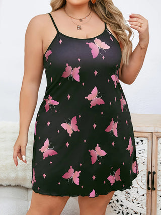 Ladies Hot Sister Butterfly Print Nightdress