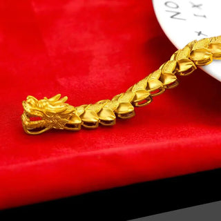 Luxury 24K 9999 Pure Gold real gold Aggressive Dragon Bracelet Faucet Wheat Bracelet for Men
