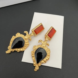 Retro crystal-patterned ear clips with a unique ancient style earrings