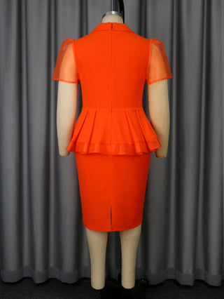 Chic Peplum Plus Size Dress for Women with Sheer Sleeve and Beading Detail Perfect for Business Events Formal Dinners or Church