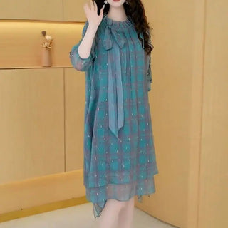 Elegant Ruffled Neck Lace Up Women's Midi Dress - Epictzar Intl.