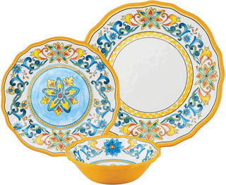 ware 12 Piece Chianti Melamine Dinnerware Sets, Outdoor Dishes Set, Plates and Bowls Sets, Service for 4, Multicolor