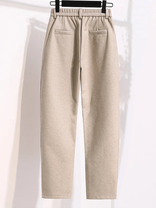 Woolen Elastic Waist Suit Pants