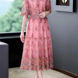 High end Embroidered V - neck Elegant Lady Dress - Epictzar Intl.