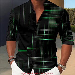 Casual 3D Printed Long Sleeved Shirt