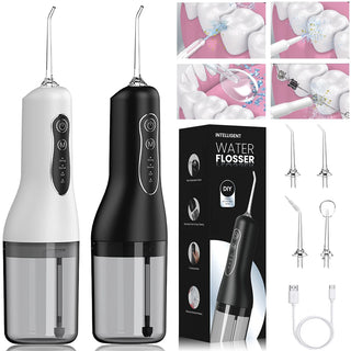 Oral Irrigator Portable Dental Water Flosser USB Rechargeable Water Jet Floss Tooth Pick 4 Jet Tip 260ml 4 Modes Teeth Clean