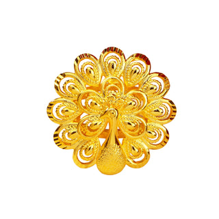 Outstanding Peacock 24K Gold AU999 Ring