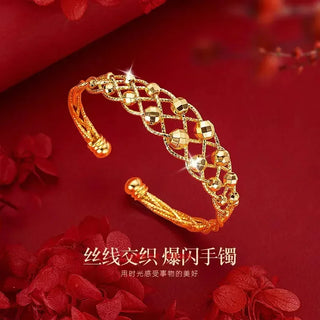 9999 24K Real Yellow Gold Bohemian Flash Bracelet, High - end Light Luxury Open for All - occasion Use