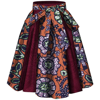 Elastic Waist Flower Print Dashiki Skirt