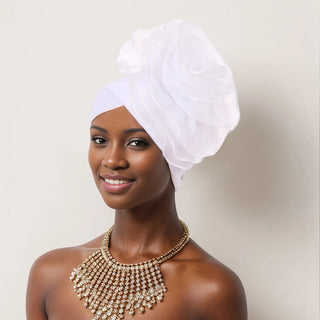 Exaggerated Large Flower Turban Hat for Women Nigeria Wedding Party Headwear Afrcian Female Head Wraps