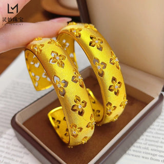Lucky Blessing 24K Gold Open Bangle
