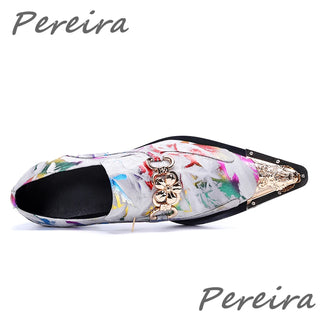 Pointed Toe Metal Decor Men Shoes