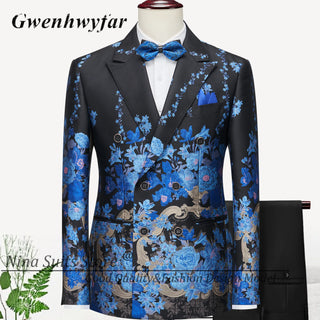 G&N 2023 New Series Men Suits Blazer Beautiful Lilac Purple Floral Pattern Tuxedos 3 Pieces Formal Party Costume Homme Slim Fit