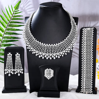 Missvikki Luxury Big 4PCS Jewelry Sets for Women Daily Shiny Trendy Original Girl Gift Bloom High Quality Bridal Accessories
