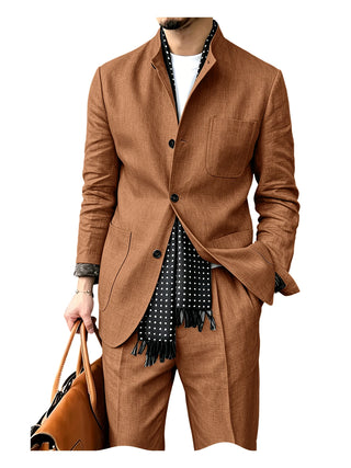 Men's Breathable 2Pcs Linen Business Suit