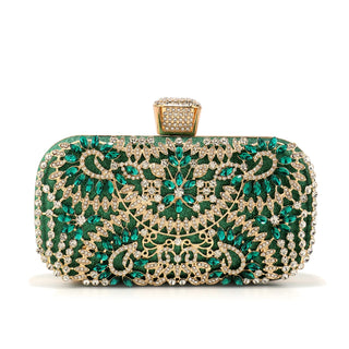 Metal Handle Diamond Evening Clutch Purse