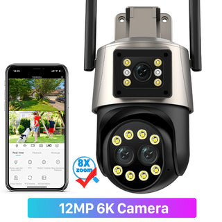 ABUNTU 12MP 6K Wifi Surveillance Camera 8X Digital Zoom Outdoor PTZ Wifi Camera Human Detection Alarm 4K Security Camera ICSEE