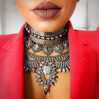Vintage Crystal Choker Party Necklace