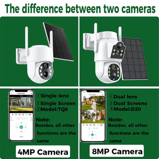 4K 8MP WiFi Solar Camera Outdoor Battery WiFi IP Camera Dual Lens Wireless Surveillance Camera iCsee APP Security Protection