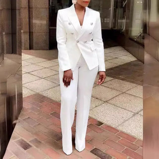 New women's solid colour small pieces of suit long-sleeved jacket trousers suit temperament commuter two-piece suit