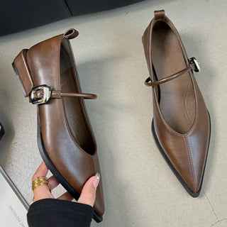 Designer Brand Low Heel Leather Shoes