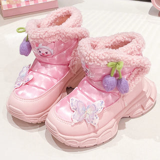 Faux Fur Winter Boots For Girls Korean Style Teenager Girl's Snow Boots Soft-soled Anti-slippery Teenager Kid's Cotton Shoes