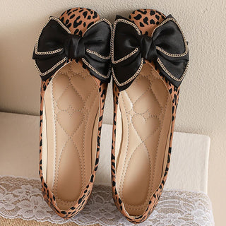 Round Toe Leopard Ballet Flats Shoes