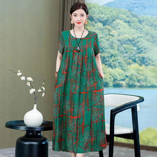 Women Vintage Print Long Dress Sleepwear